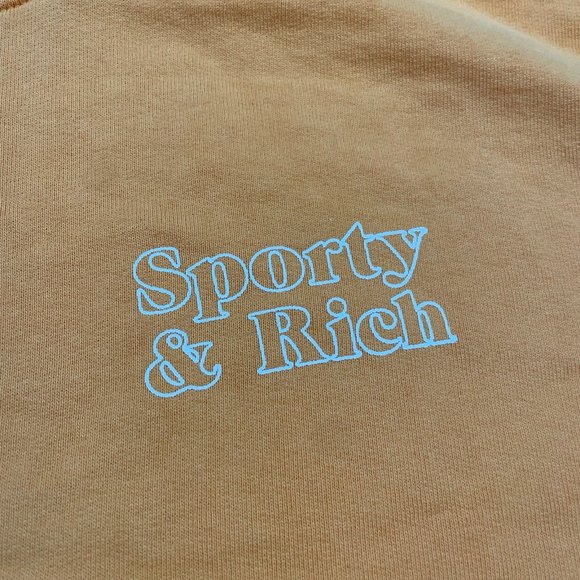 NEW SPORTY & RICH YELLOW FUN LOGO HOODIE SZ MEDIUM M - Picture 2 of 4